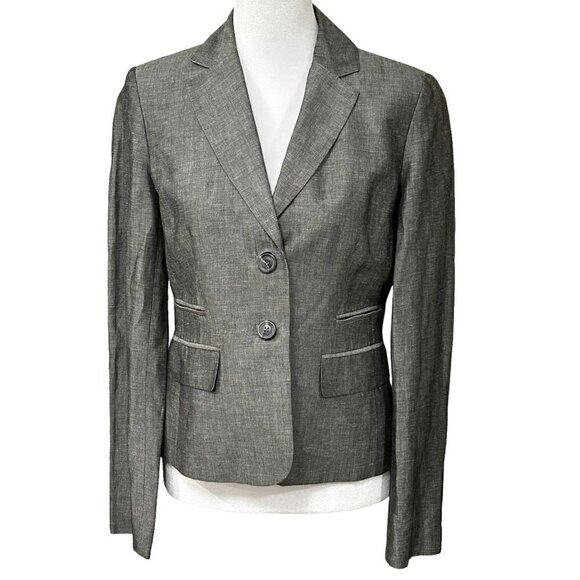 Ann Taylor LOFT - Womens Blazer Size 2 Linen Blend Gray, Button Front Classic #B - Picture 1 of 5